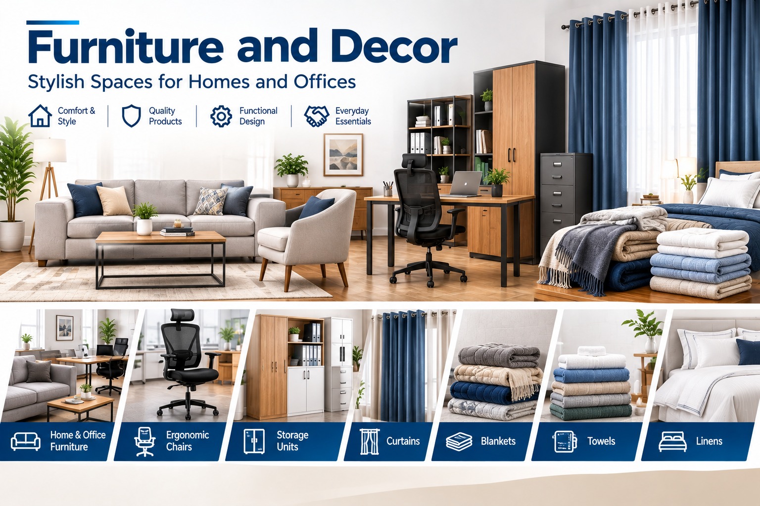 Massive Office & Home Furniture Interior Set